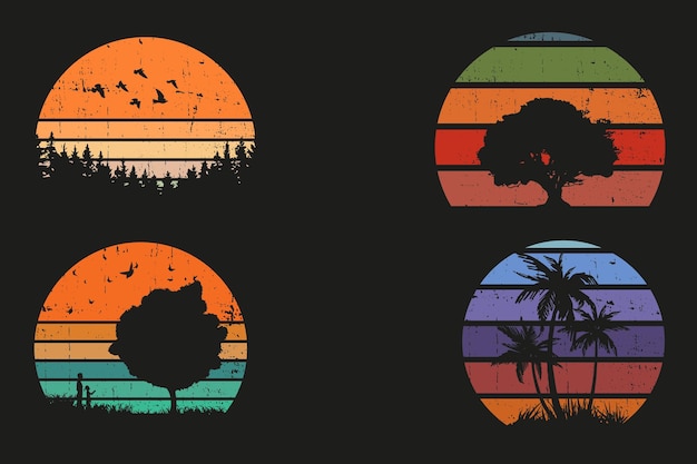 Retro sunset retro vintage TShirt design