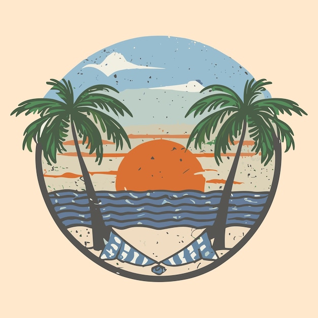 Vettore retro sunset summer tshirt design bundle