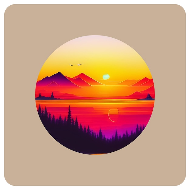 Vector retro sunset vector