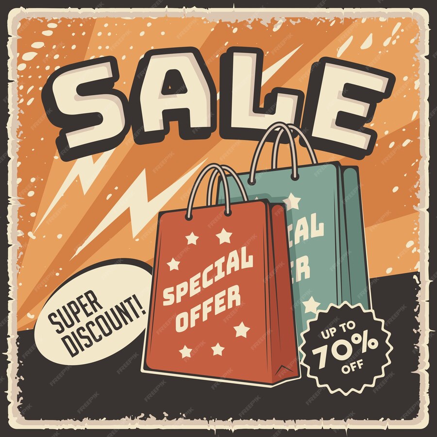 Premium Vector | Retro super sale discount poster