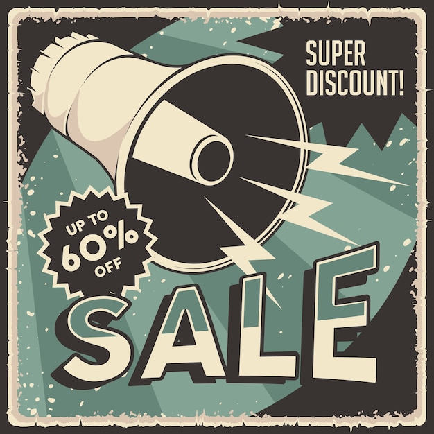 Vector retro super sale korting poster