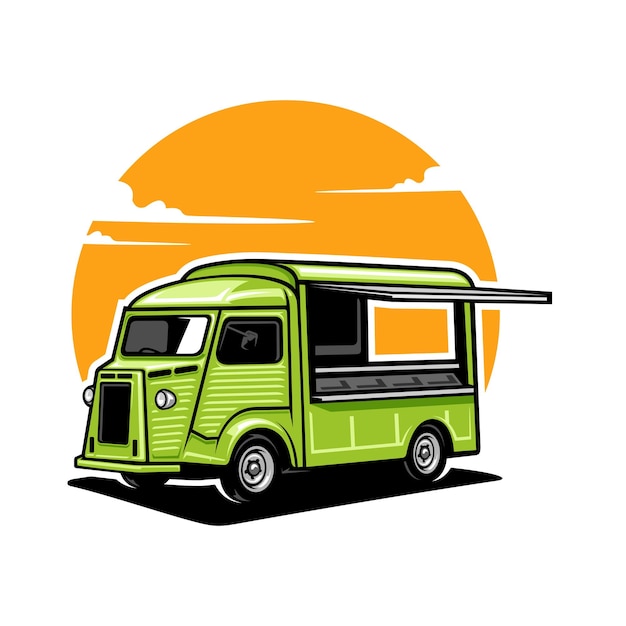 retro taco food truck illustration vector