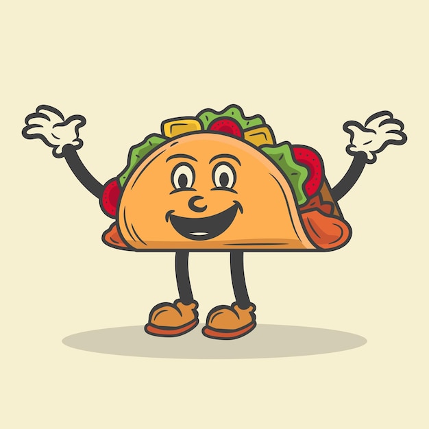 Vector retro tacos cartoon character vector illustration