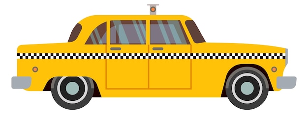 Retro taxi car with checkered pattern Yellow cab