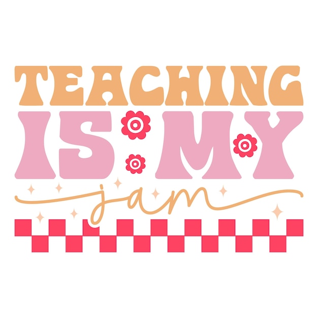 Retro teacher svg design en digitaal downloaden van teacher svg ontwerpbestand