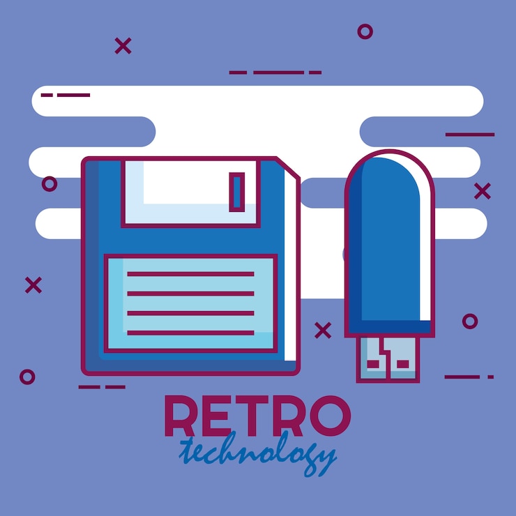 Vector retro technology set gadgets
