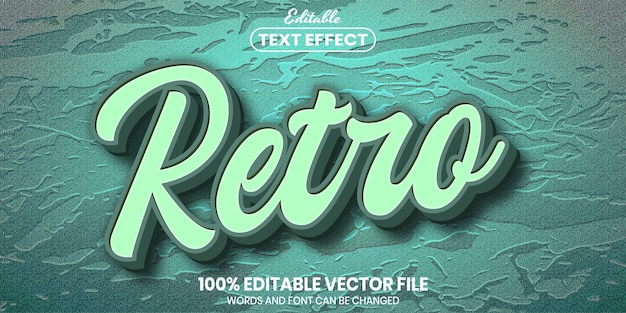 Vector retro tekst, bewerkbaar teksteffect in lettertypestijl