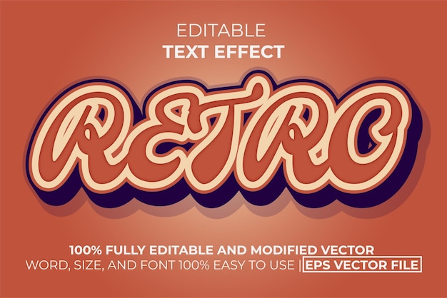 Retro teksteffect gemakkelijk te bewerken Premium Vector