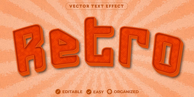 Retro-teksteffect Volledig bewerkbaar lettertype-teksteffect