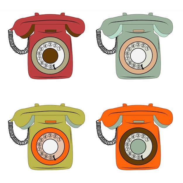 retro telefoon items ingesteld op wit