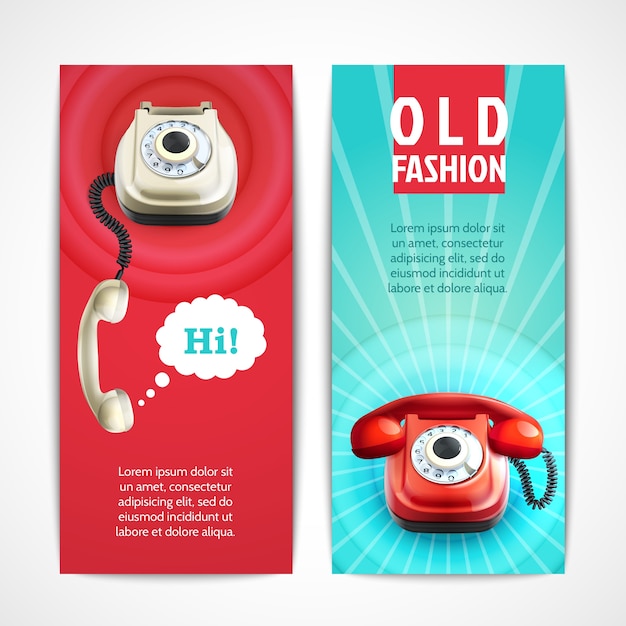 Retro telephone banners set