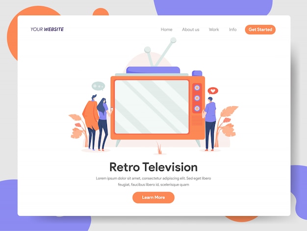 Banner di televisione retrò della landing page