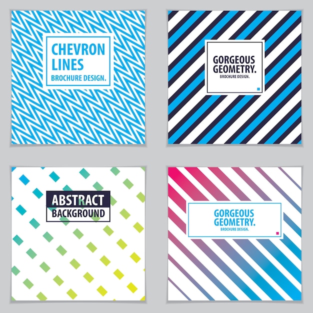 Retro template for banners, advertising, posters and brochures. Abstract stripped line geometric vector backgrounds set. Future geometric design templates.