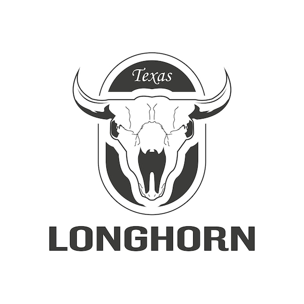 Retro texas longhorn cow western country country cow farm label logo design cool design vector symbol