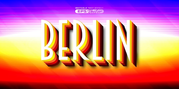 Retro text effect berlin futuristic editable 80s classic style with experimental background ideal for poster flyer social media post with give them the rad 1980s touch