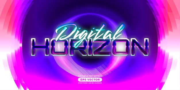 Retro text effect digital horizon futuristic editable 80s classic style with experimental background ideal for poster flyer social media post with give them the rad 1980s touch