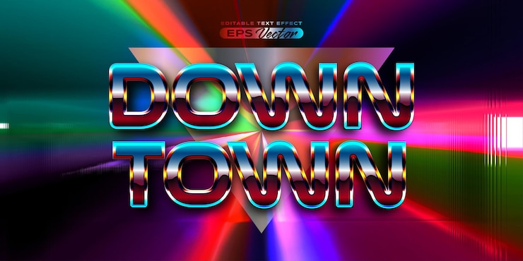 Vector retro text effect downtown futuristic editable 80s classic style with experimental background ideal for poster flyer social media post with give them the rad 1980s touch