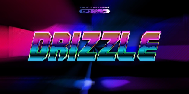 Retro text effect drizzle futuristic editable 80s classic style with experimental background ideal for poster flyer social media post with give them the rad 1980s touch