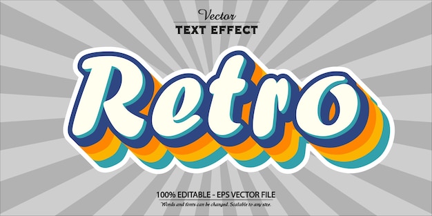 Retro text effect editable color text style