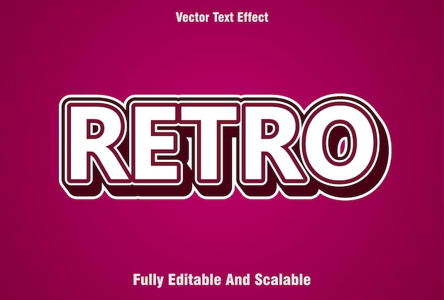 Vettore effetto testo retrò modificabile con design di colore viola per i modelli