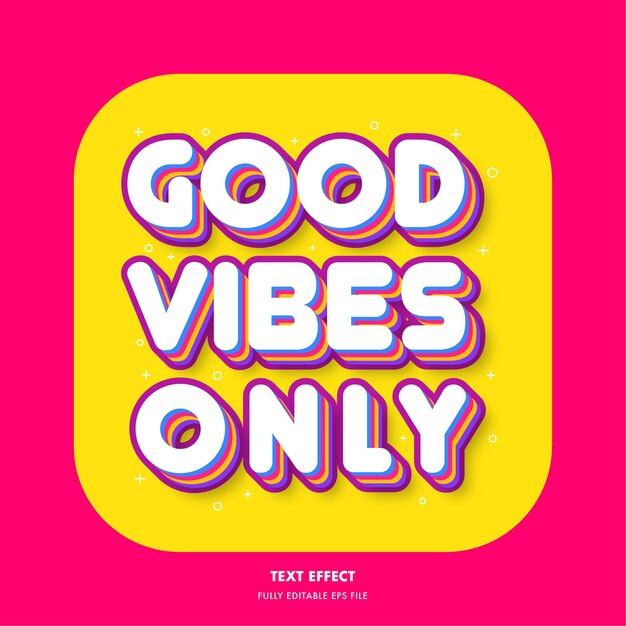 레트로 텍스트 효과 Good Vibes Only