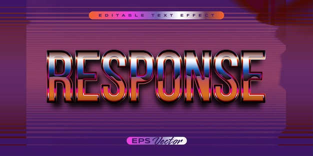 Vector retro text effect response chrome editable 80s style with experimental background