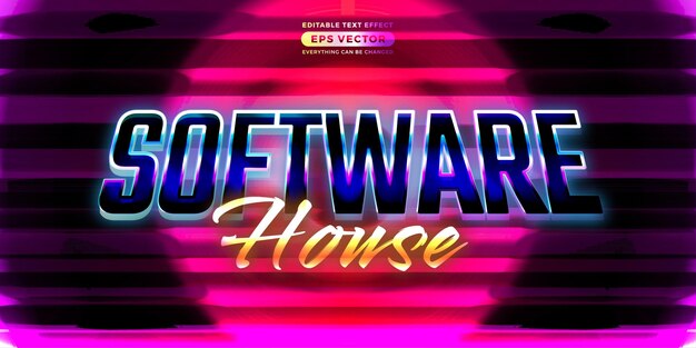 Retro text effect software house futuristic editable 80s classic style with experimental background ideal for poster flyer social media post with give them the rad 1980s touch