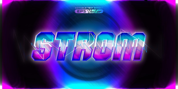 Vector retro text effect storm futuristic editable 80s classic style with experimental background ideal for poster flyer social media post with give them the rad 1980s touch