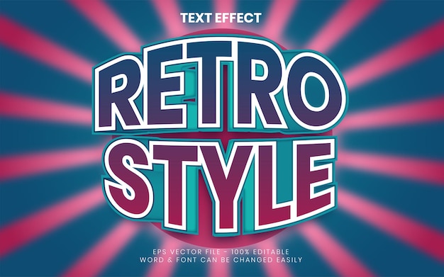 Vector retro text effect style editable text effect