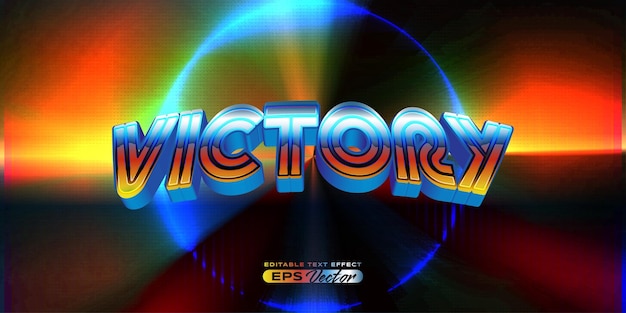 Retro text effect victory futuristic editable 80s classic style with experimental background ideal for poster flyer social media post with give them the rad 1980s touch