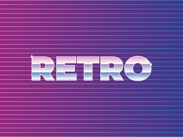 retro text style with neon background gradients vector design