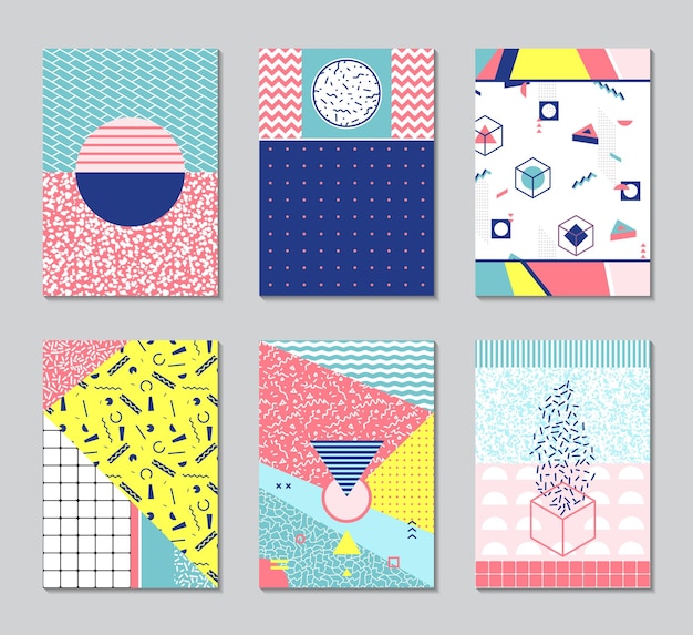 Retro textuur, patroon en geometrische elementen, vectorillustraties