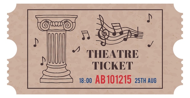 Retro theater ticket sjabloon Vintage evenementpas