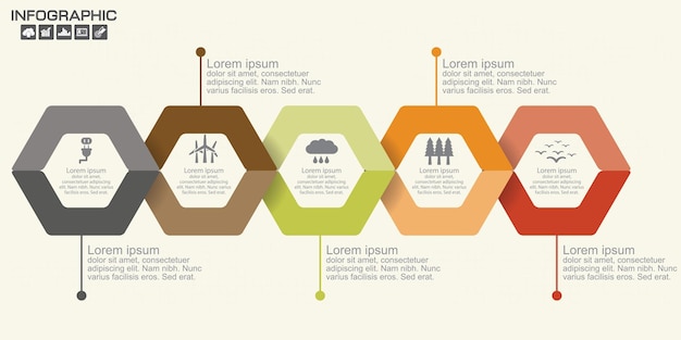 Retro tijdlijn infographic met set van pictogrammen Vector ontwerpsjabloon