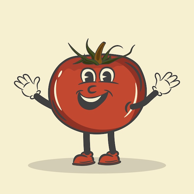 Retro tomato Character vector Stock Illustration