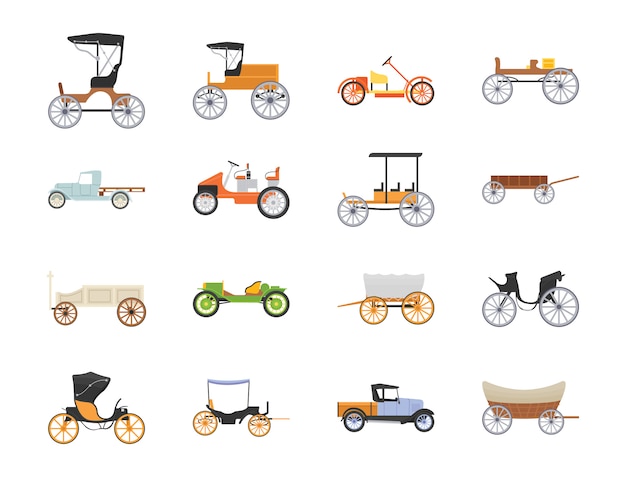 Retro Transport Flat Icons