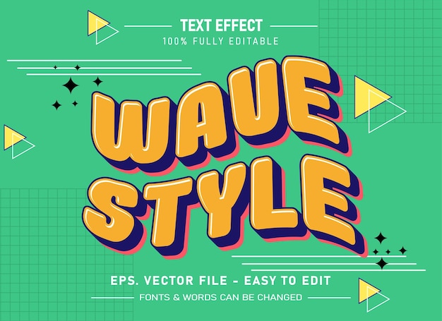 Vector retro trend y2k style editable text effect