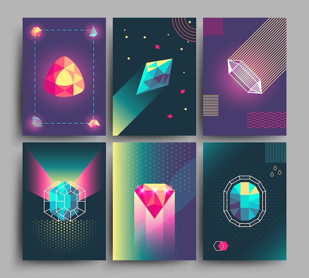 Retro trendy vector hipster posters