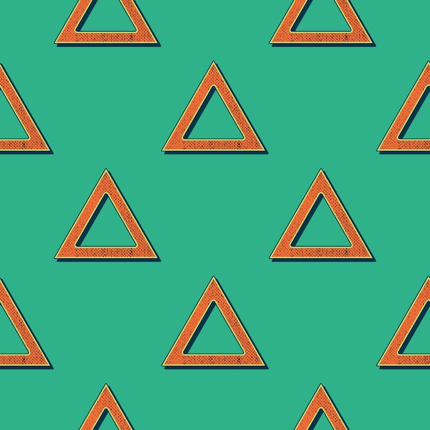 Vector retro triangles pattern, abstract geometric background in 80s, 90s style. geometrical simple illustration