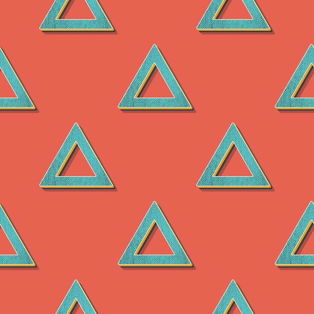 Vector retro triangles pattern, abstract geometric background in 80s, 90s style. geometrical simple illustration