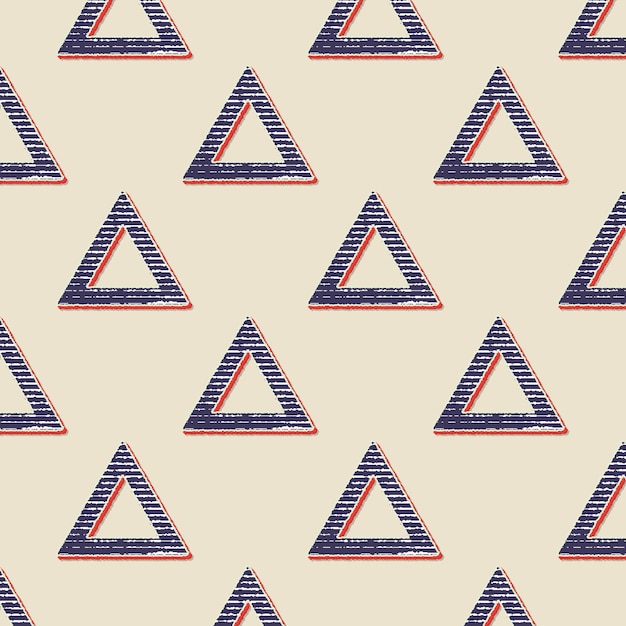 Vector retro triangles pattern, abstract geometric background in 80s, 90s style. geometrical simple illustration