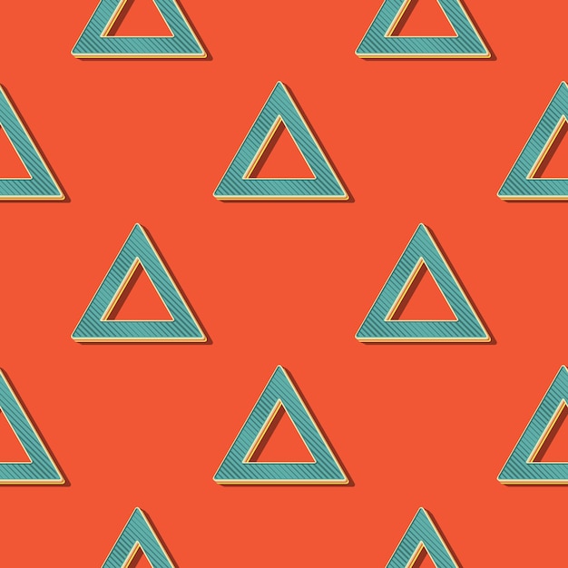 Retro triangles pattern, abstract geometric background in 80s, 90s style. Geometrical simple illustration