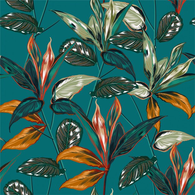 Retro Tropical forest  pattern