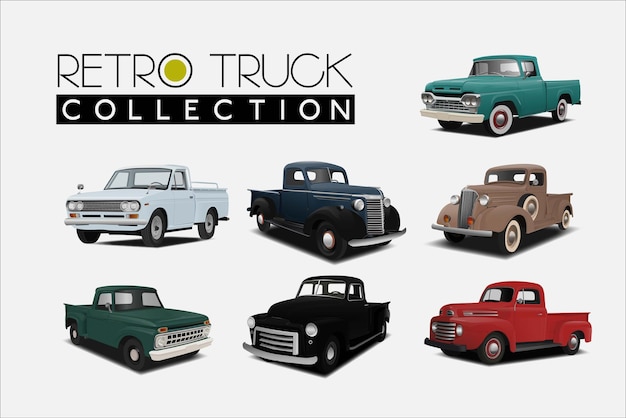 Vector retro truck collection