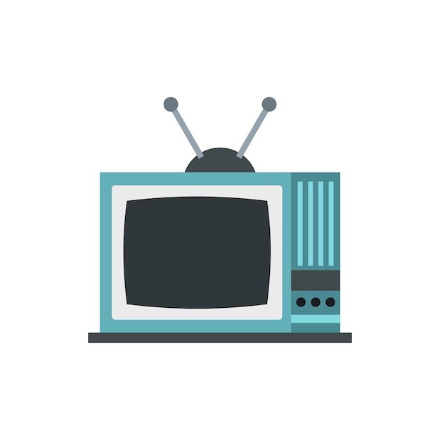 Vector retro tv icon in flat style on a white background