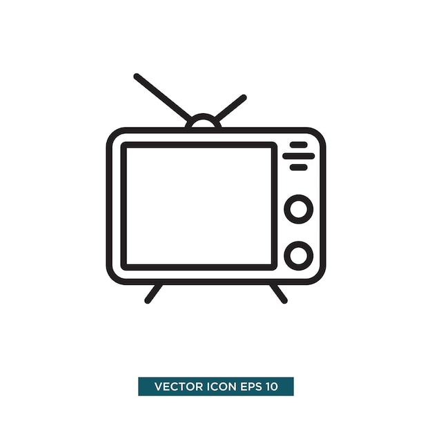 retro tv icon vector illustration template black color