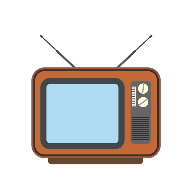 Vector retro tv platte pictogram geïsoleerd op een witte achtergrond