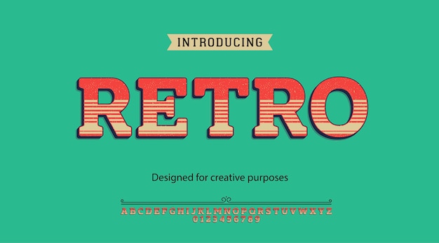 Vector retro typeface. for creative purposes