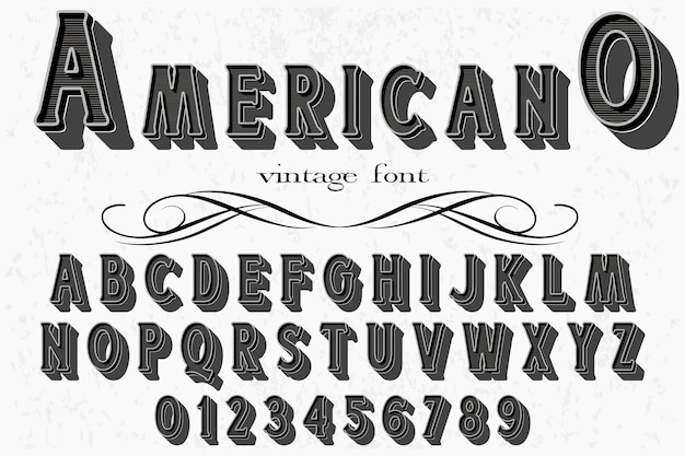 Vector retro typeface label design americano