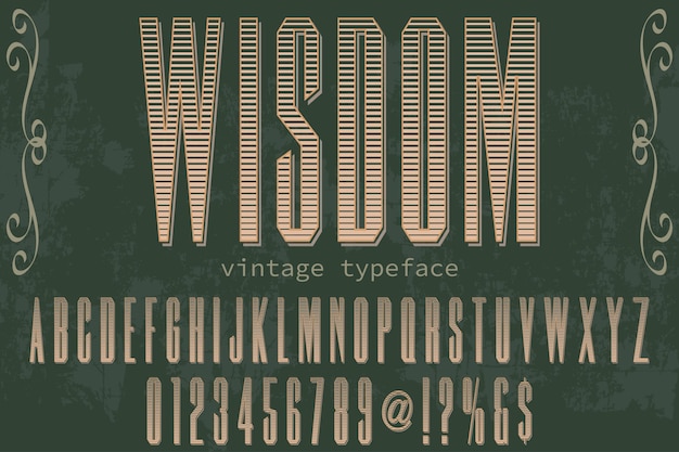 Vector retro typeface label design wisdom